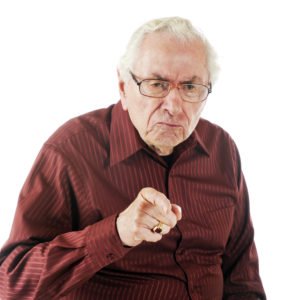 Old white male, angry, pointing his finger